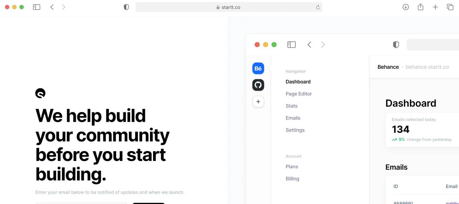 Startt landing page designs