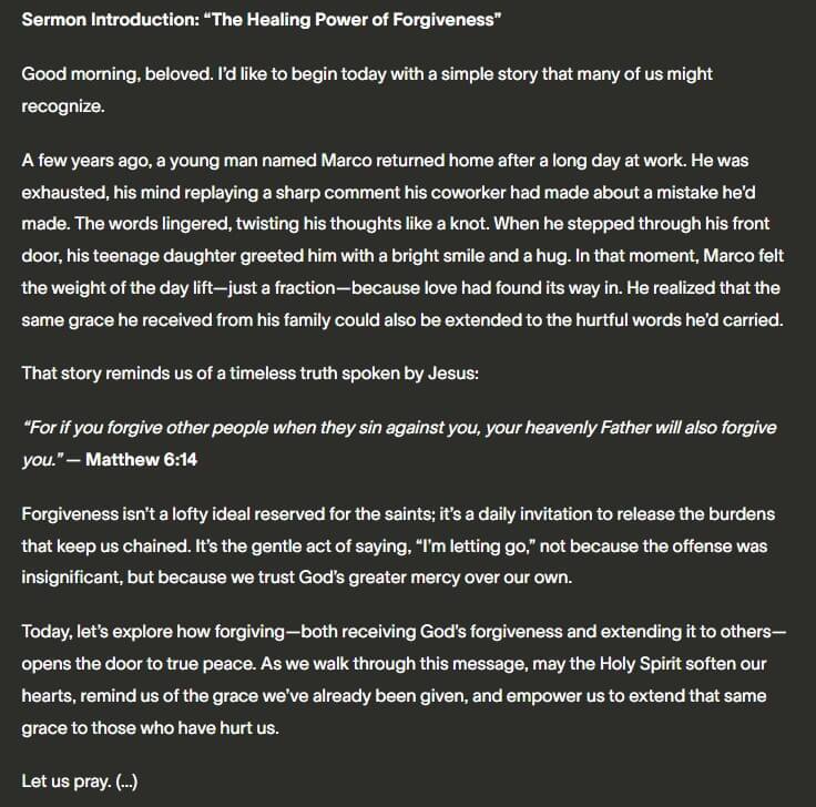PrayGen sermon introduction about forgiveness