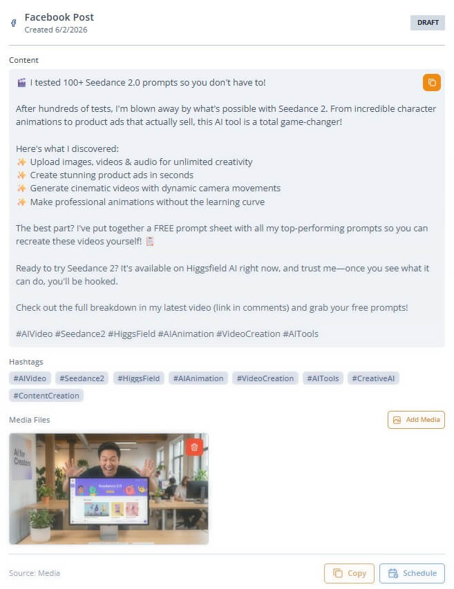 VideoToPage social media post