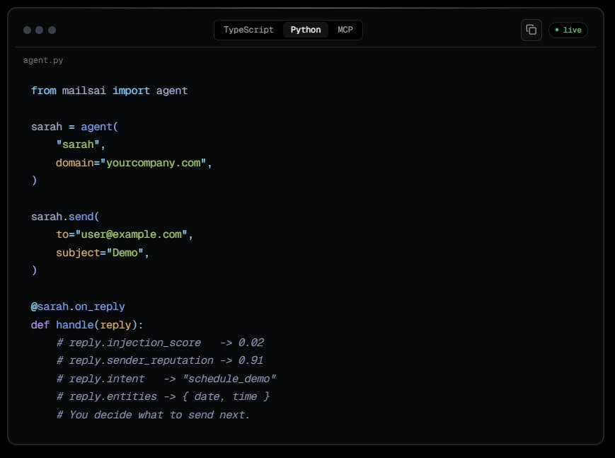 Mails.ai Python function integration