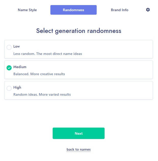 Namelix randomness control for generated names