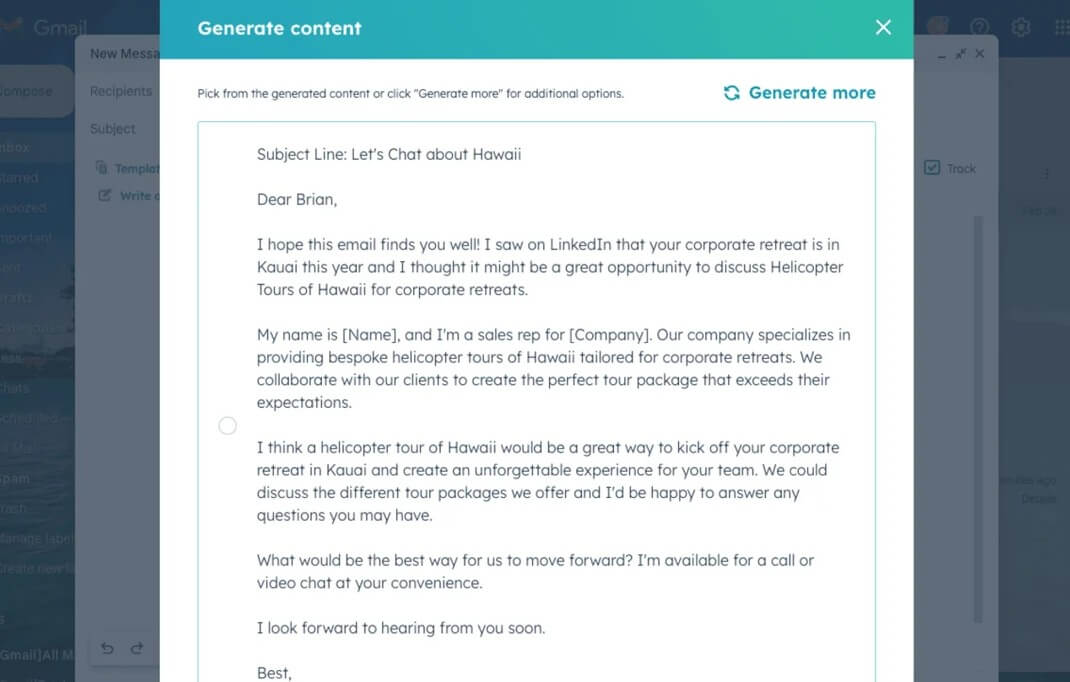 HubSpot Email Writer quick emails