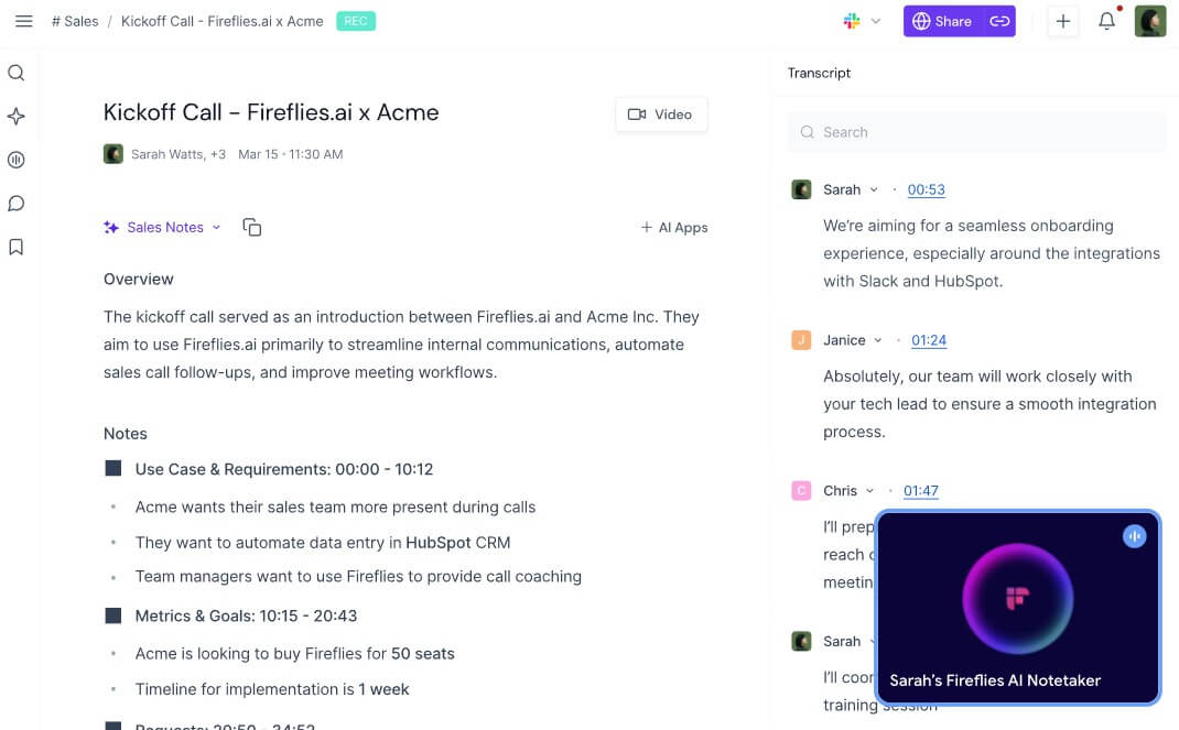 Fireflies.ai meeting capture