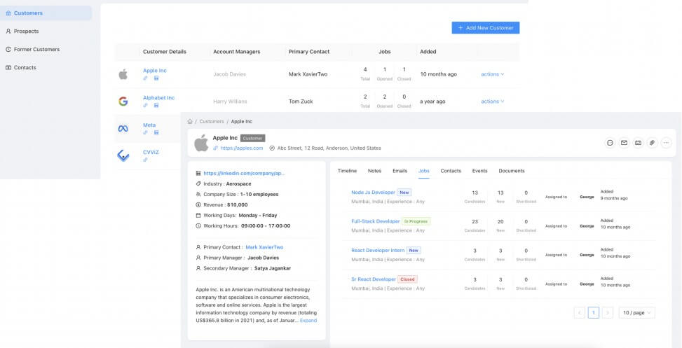 CVViZ client relationship management