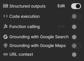 Google AI Studio prompt 2 structured output schema result