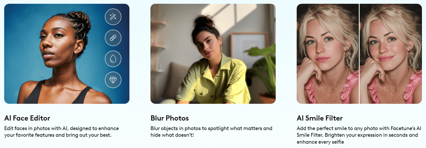 Facetune Face Blur and Smile Tools
