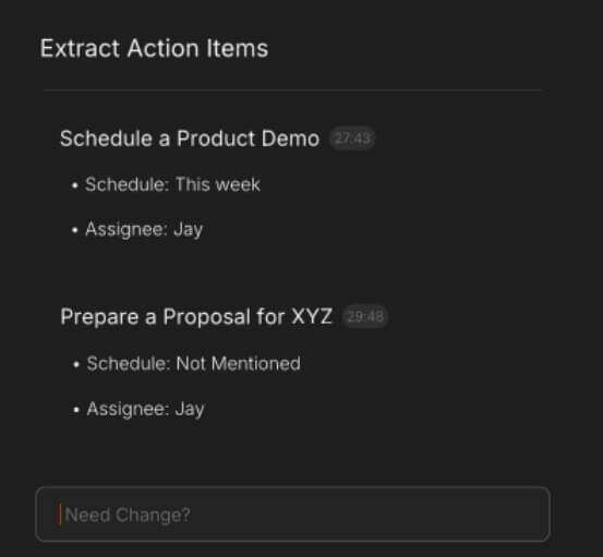 Shadow extract action items