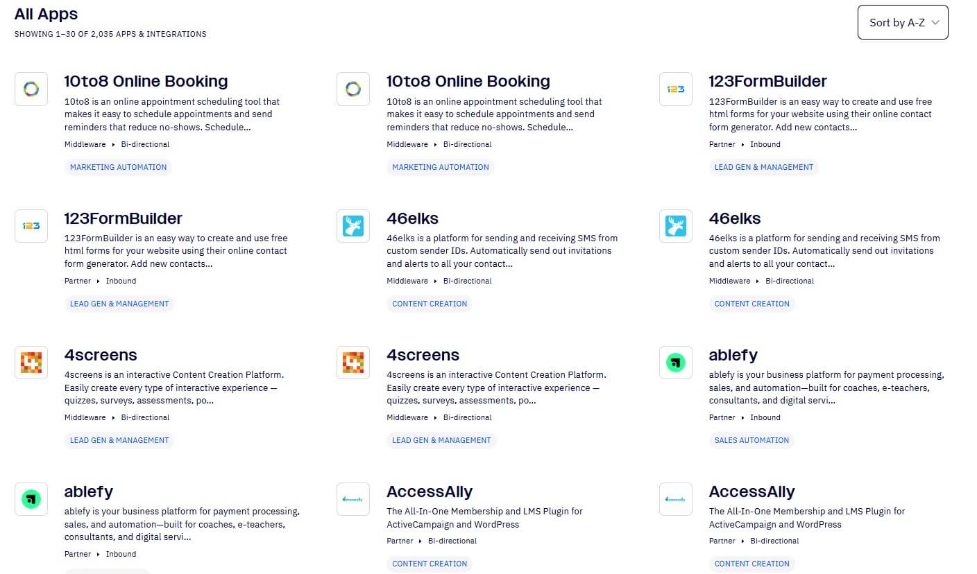 ActiveCampaign app integrations