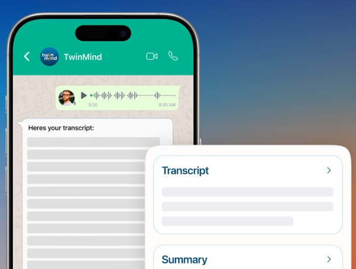 TwinMind summarize and transcribe voice notes