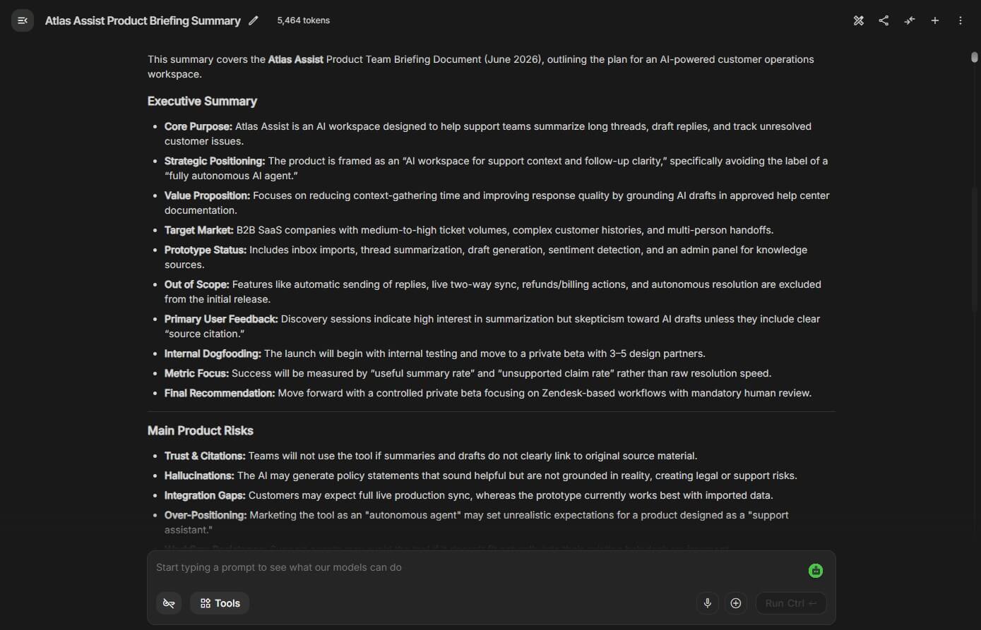 Google AI Studio prompt 1 long-context document analysis result
