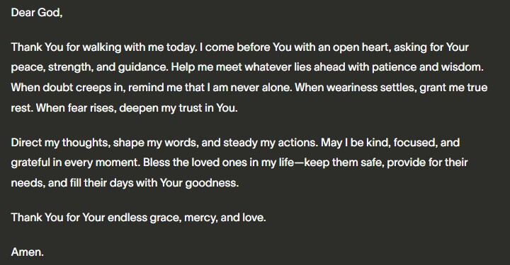 PrayGen rewritten prayer response