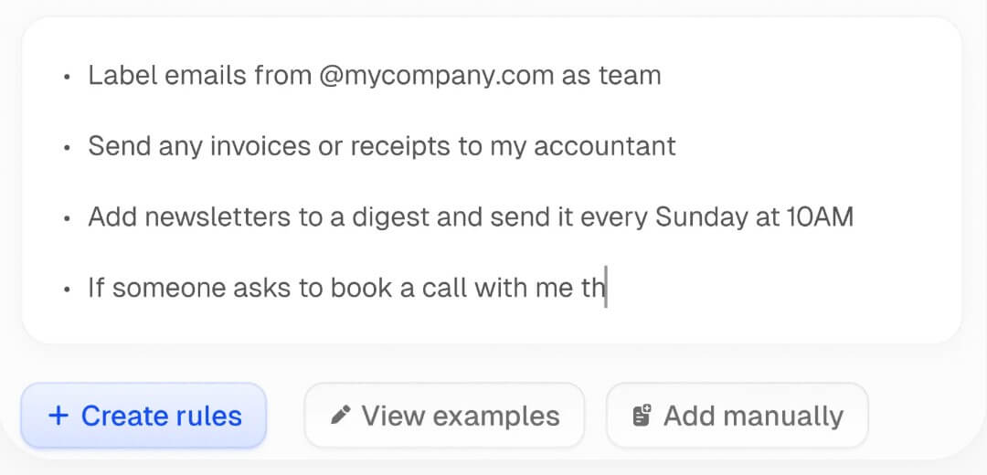 Inbox Zero create rules
