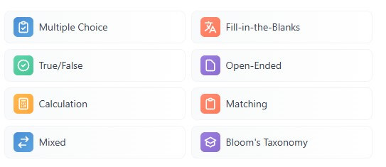 Quizbot Question Types