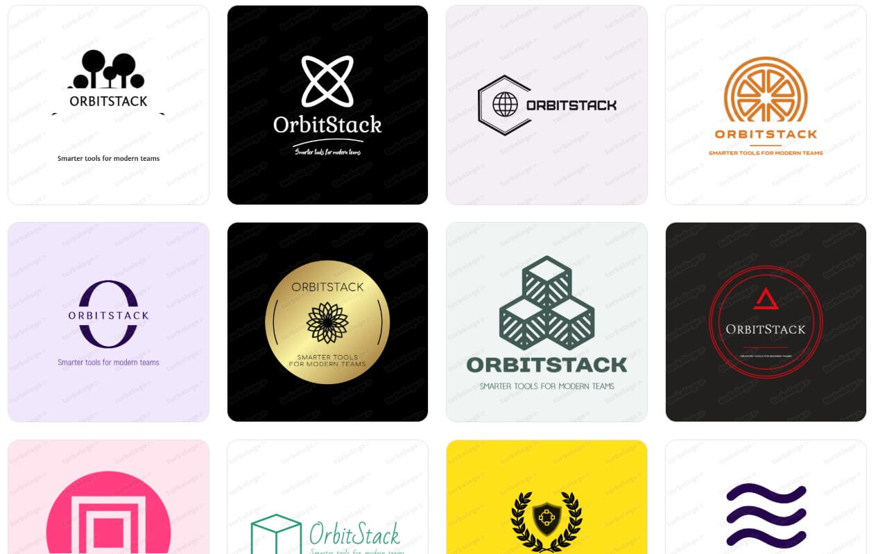 Turbologo tech startup logo sample results
