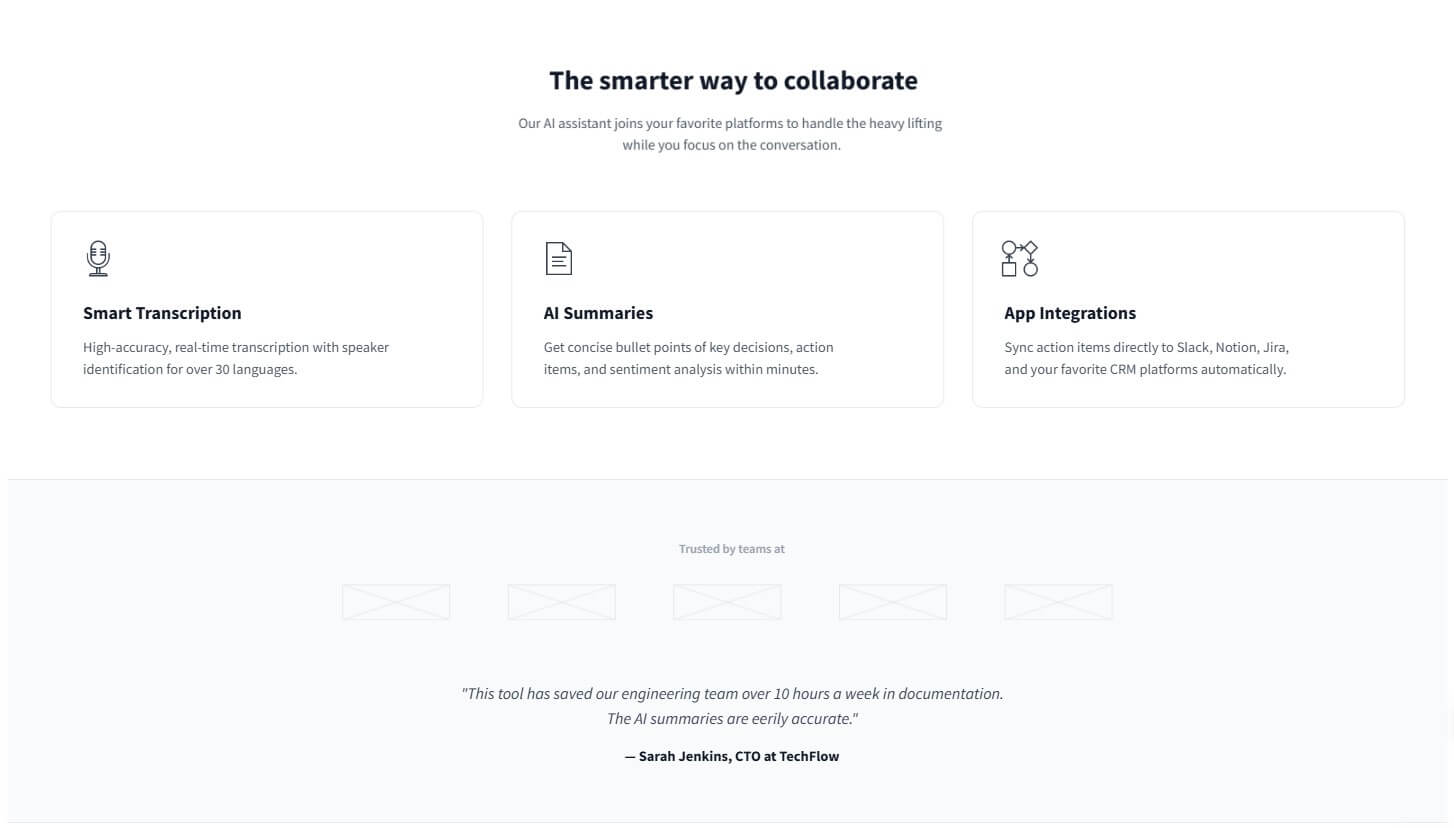 MockFlow startup landing page sample 2b
