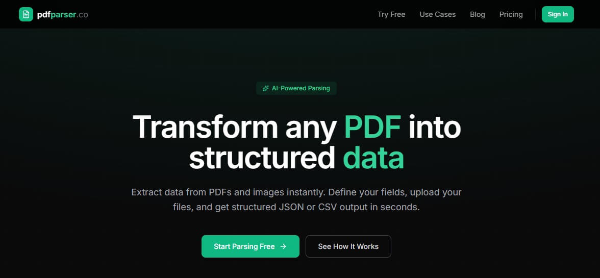 PDF Parser Homepage