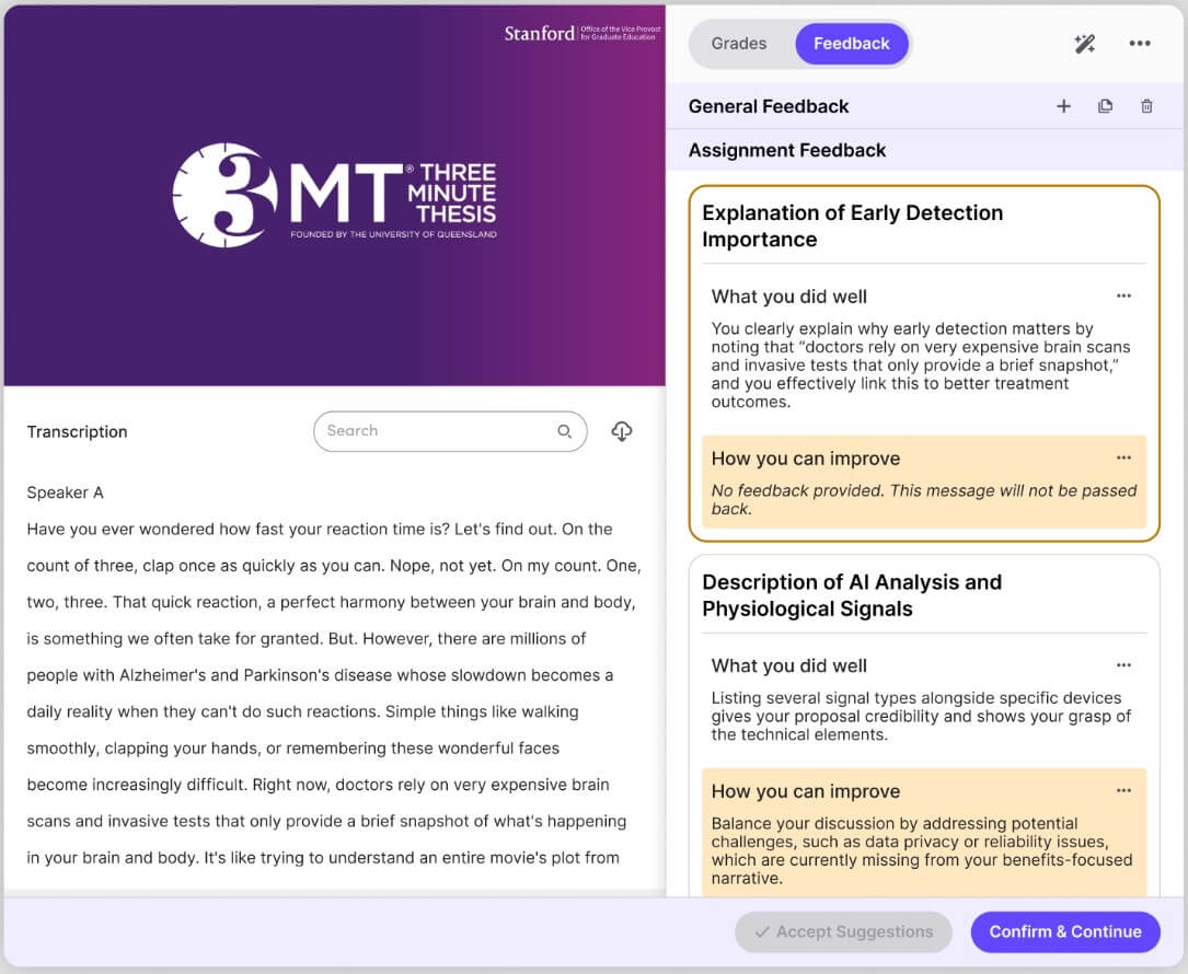 TimelyGrader video feedback