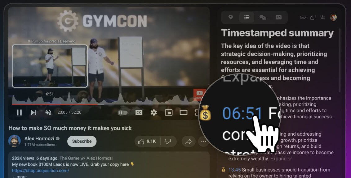 Eightify timestamped summary