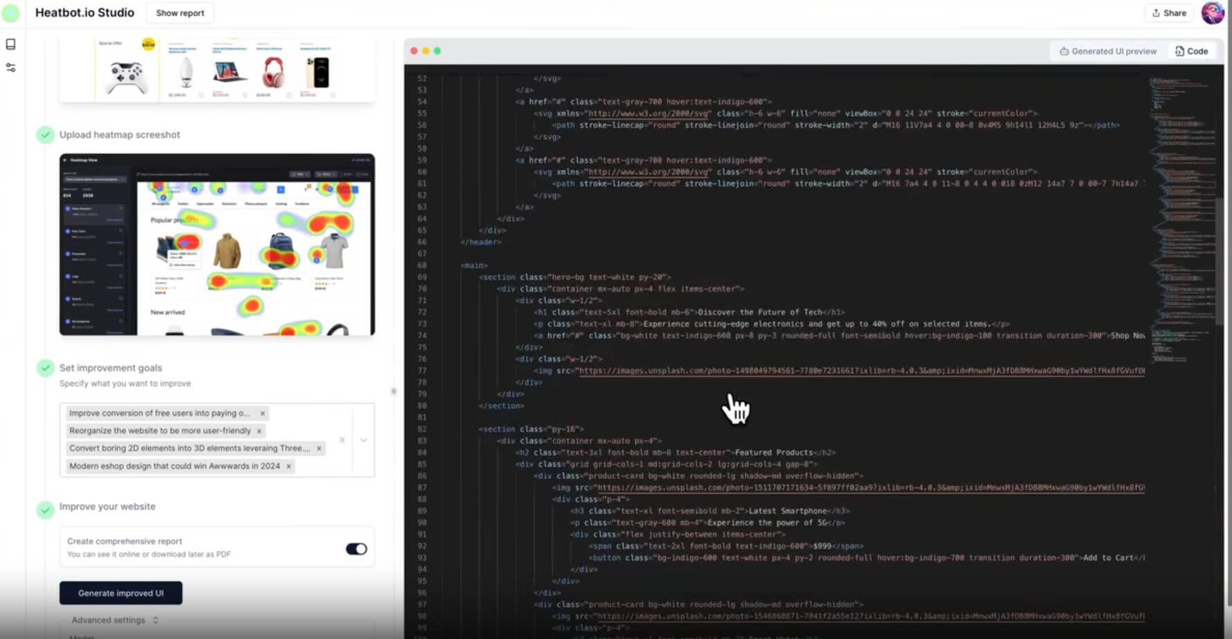Heatbot generate front-end code
