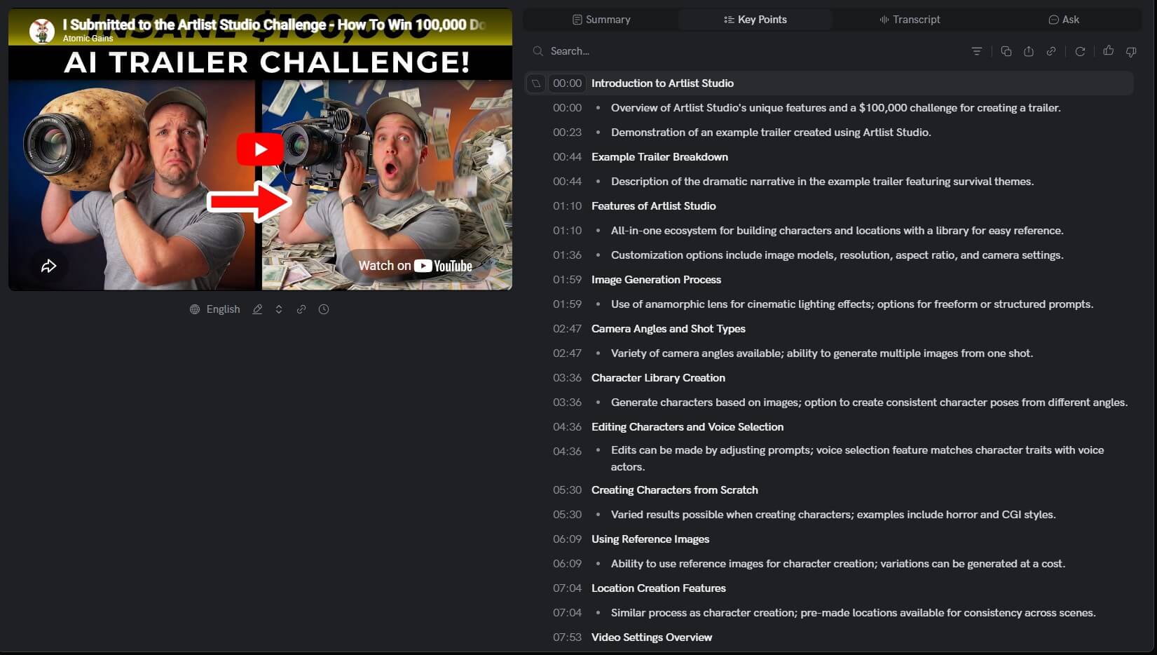 Video Highlight Key Points