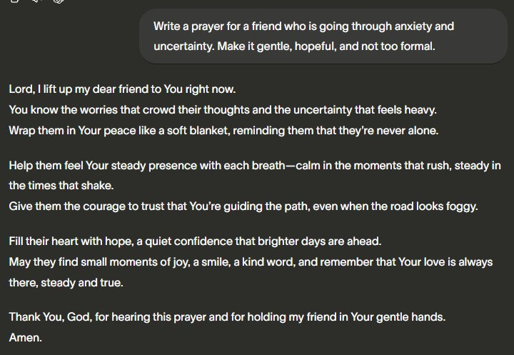 PrayGen prayer for a friend with anxiety