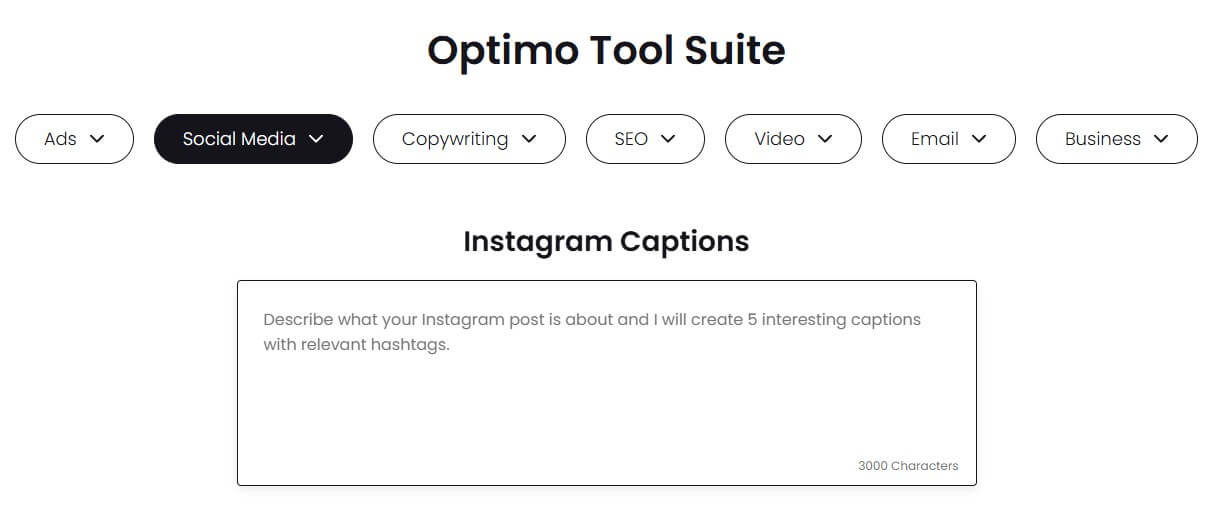 Optimo AI marketing tools suite