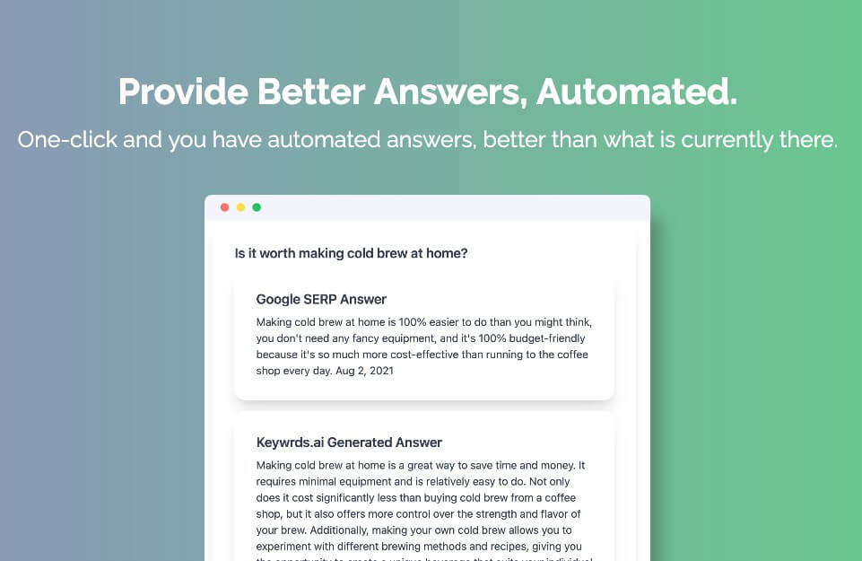 Keywrds.ai answer generation