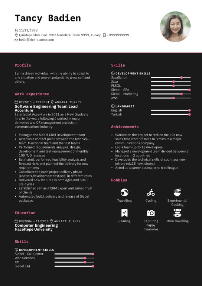 Kickresume customize resume from template