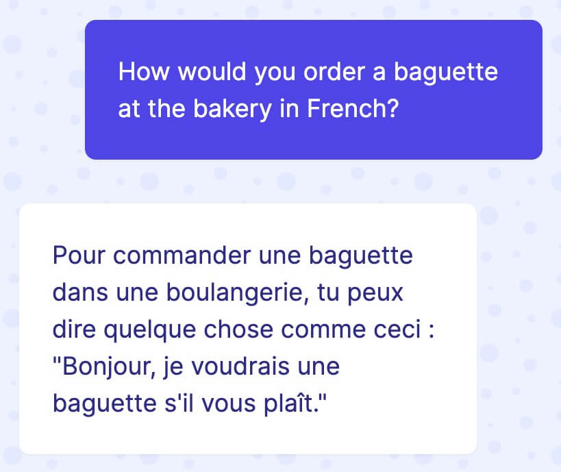 Gliglish French ordering practice example
