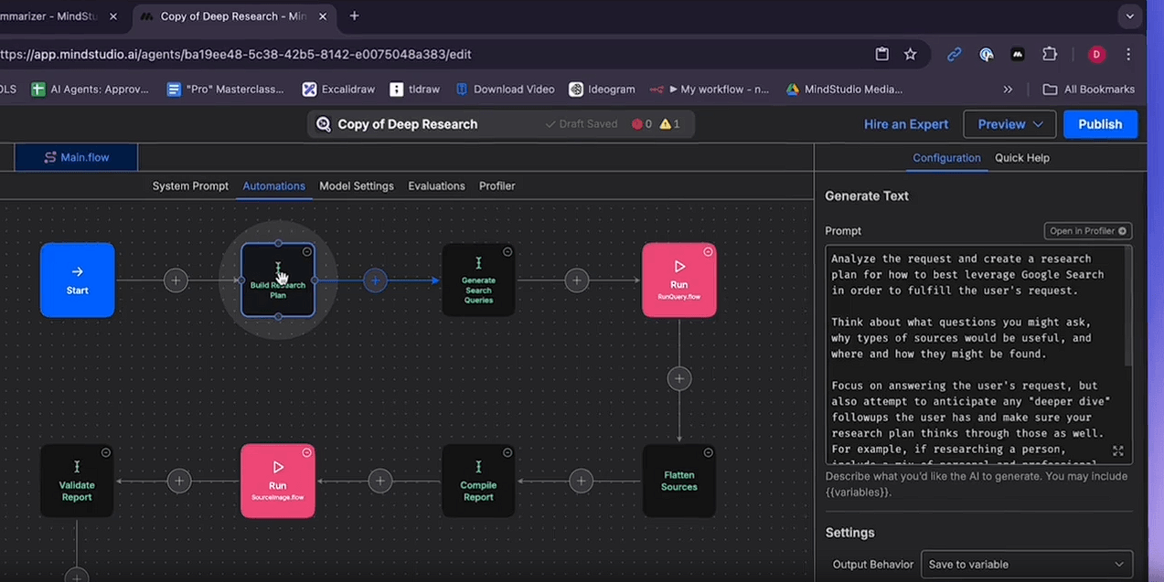 MindStudio AI automation workflow interface