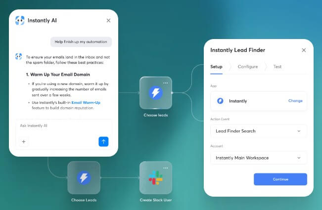 Instantly automation workflow for campaign and reply handling