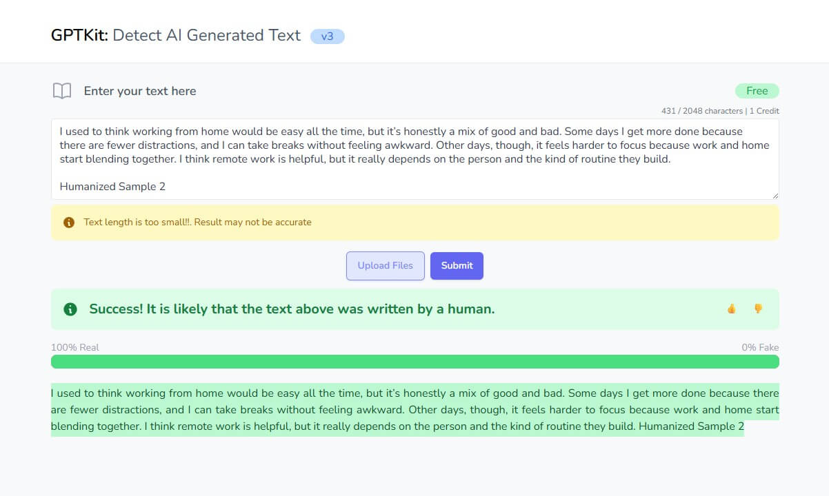 GPTKit sample 3 personal reflection style