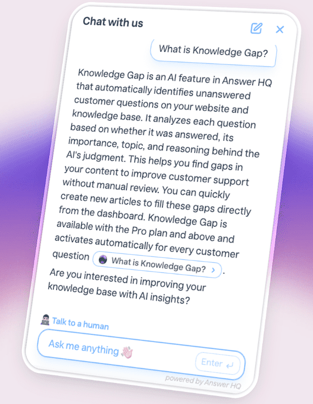 Answer HQ source citations in customer support answers