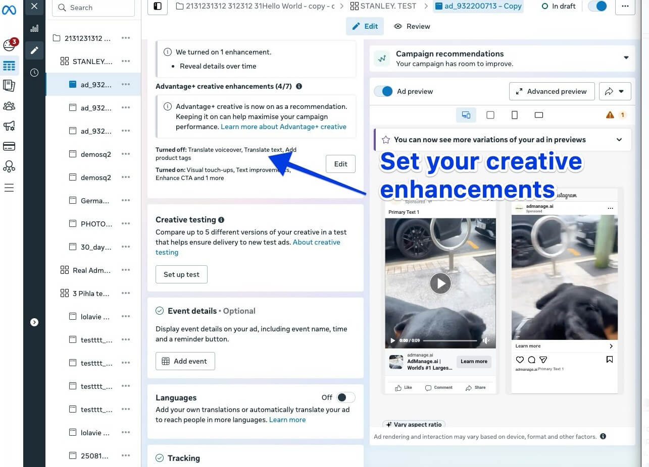 AdManage.ai creative enhancements
