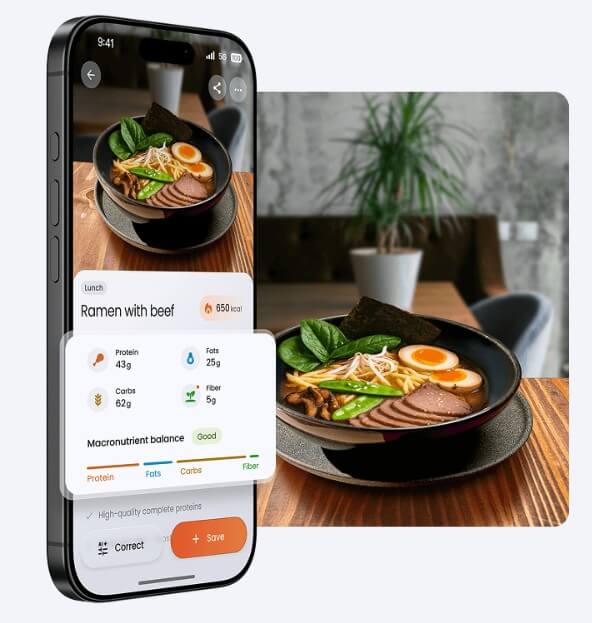 Impakt meal scanner with ramen nutrition insights