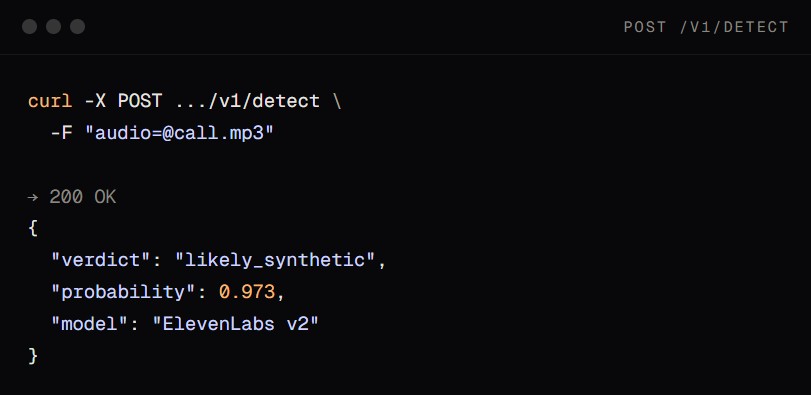 AI Voice Detector developer API screen