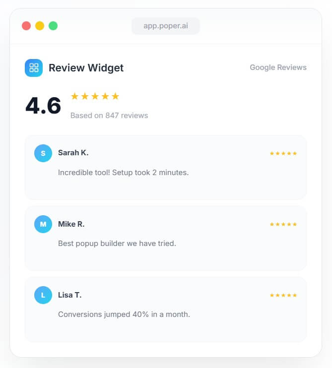 Poper AI widgets