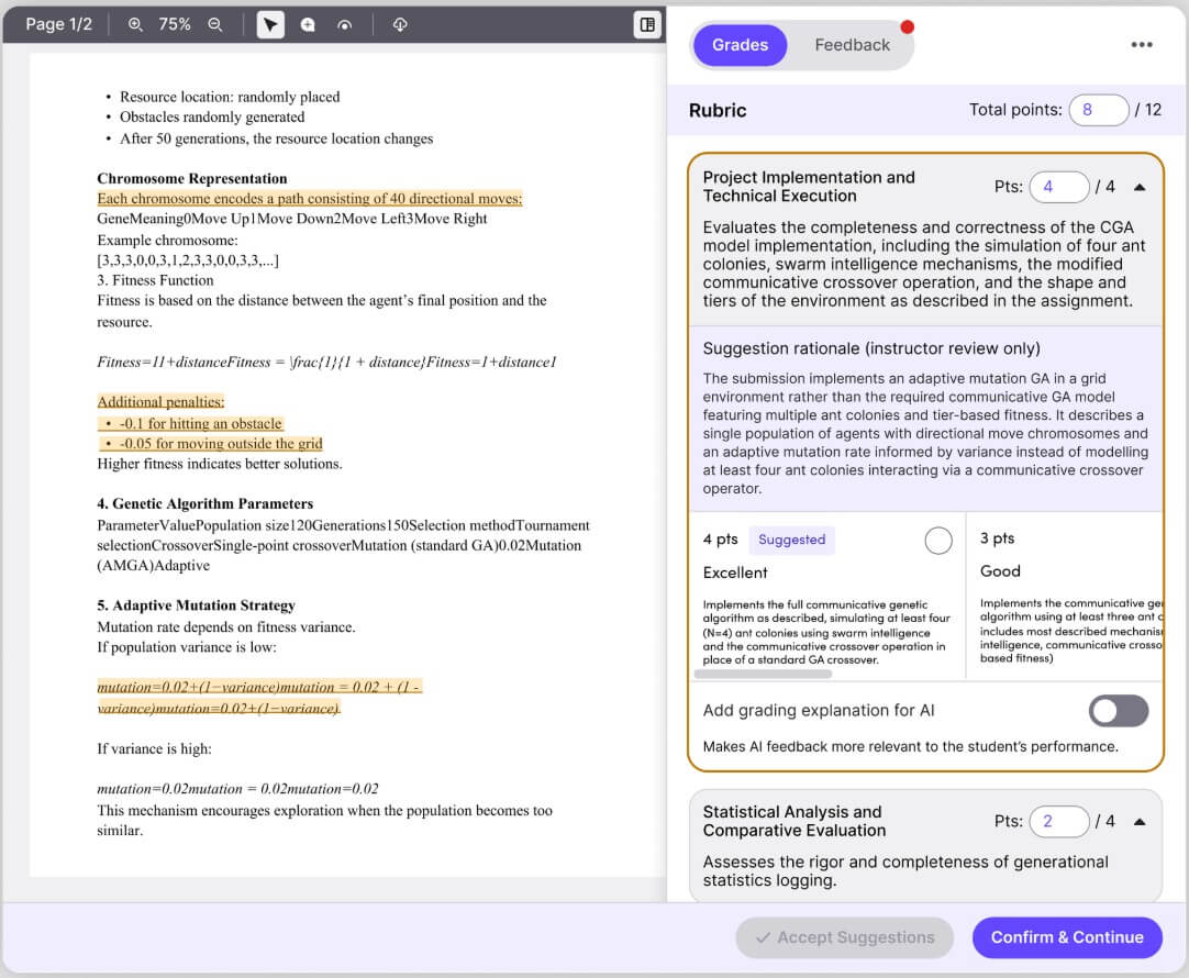 TimelyGrader technical reasoning grading