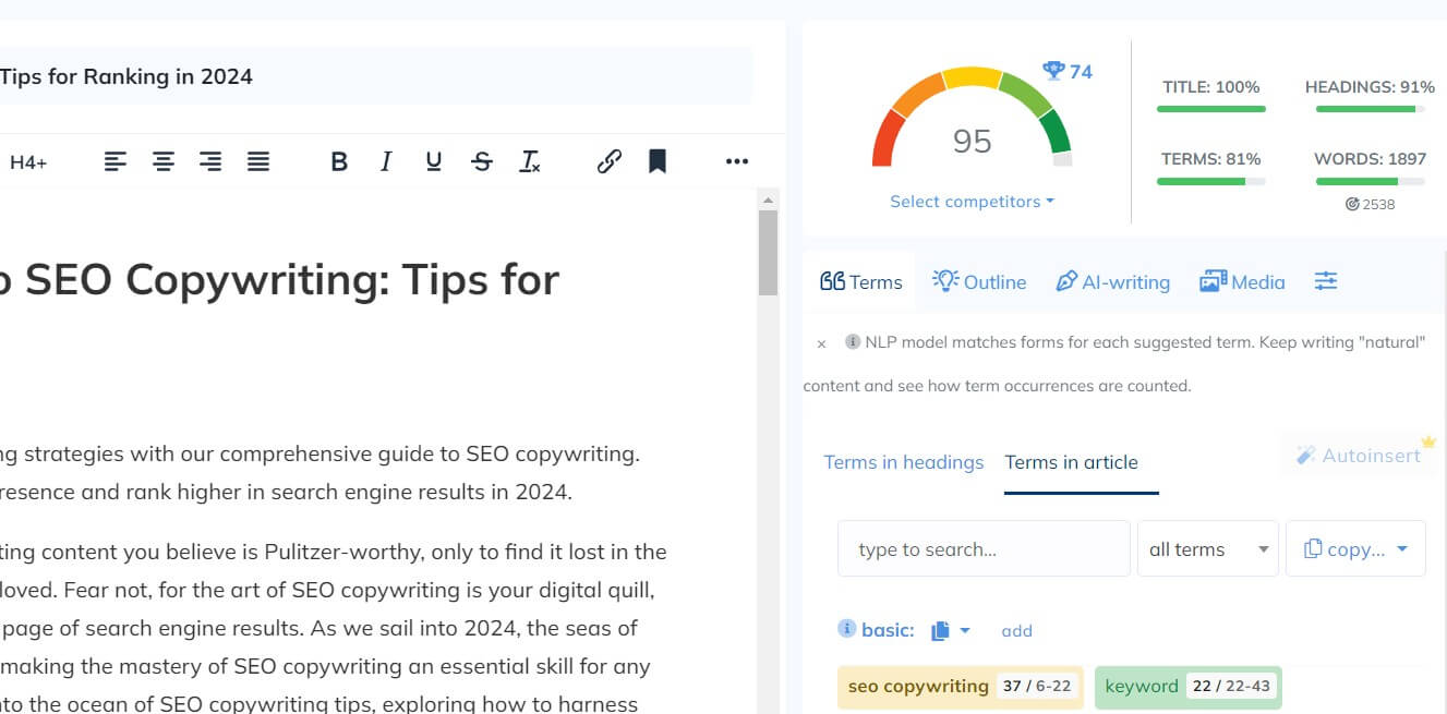 Copymate SEO optimization