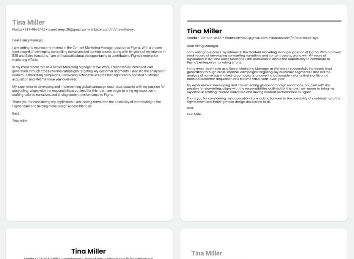 Teal cover letter templates