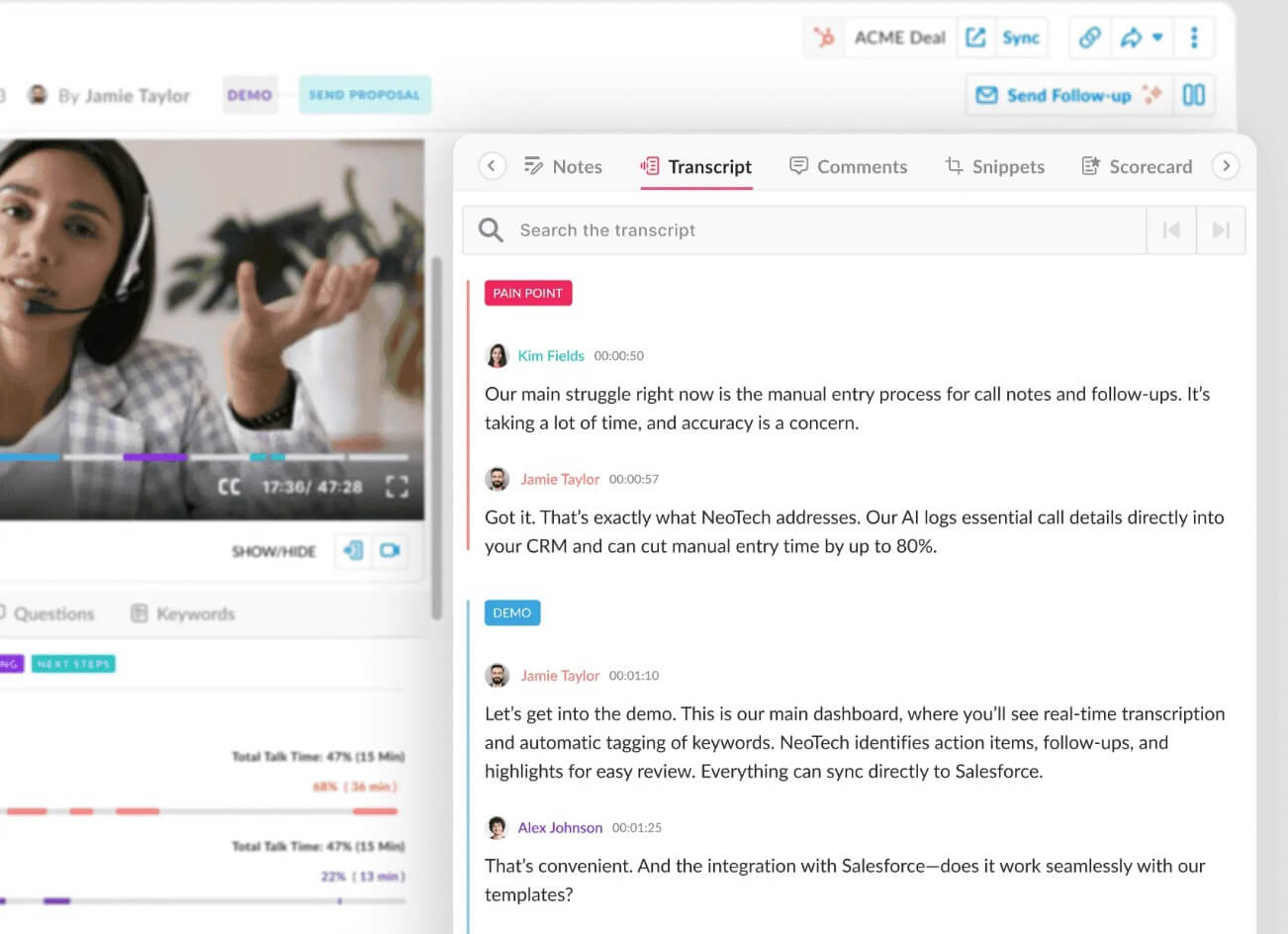 Avoma real-time transcription
