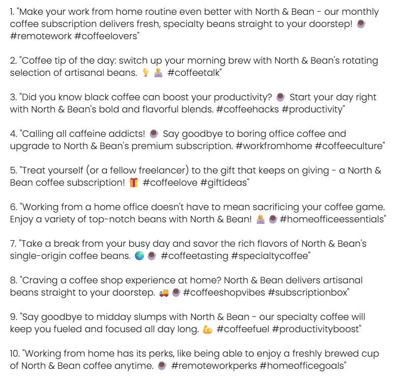 Optimo social media post ideas prompt result
