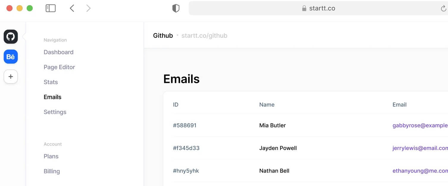 Startt mailing list builder