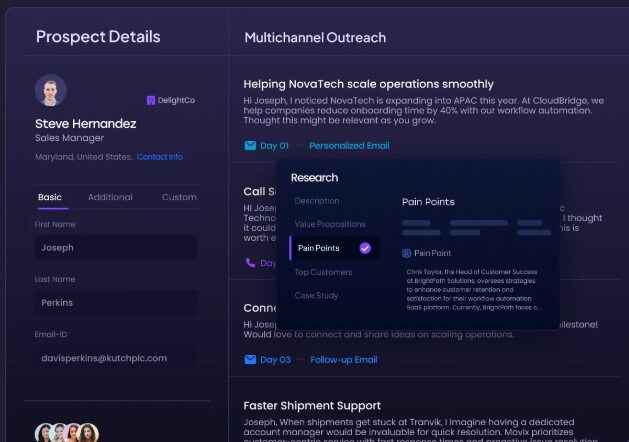 Klenty prospects workspace for sales engagement