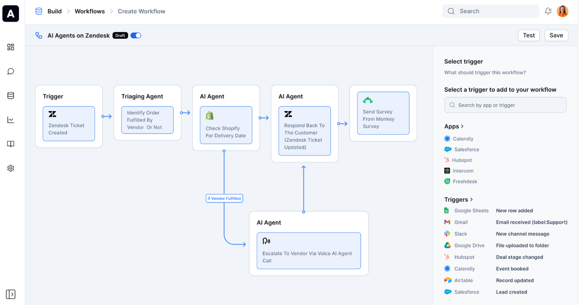 Ayudo customer support workflow builder