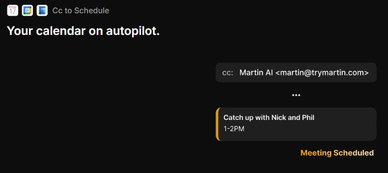 Martin AI CC email to schedule