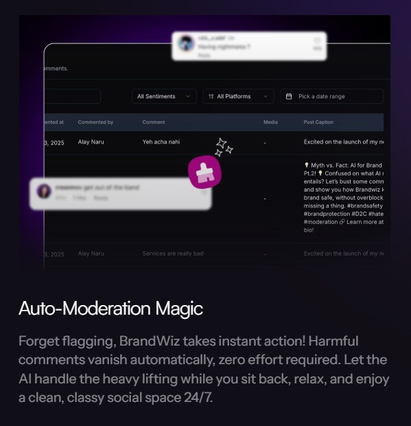 BrandWiz auto moderation