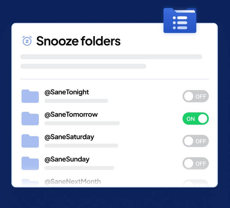SaneBox snooze emails