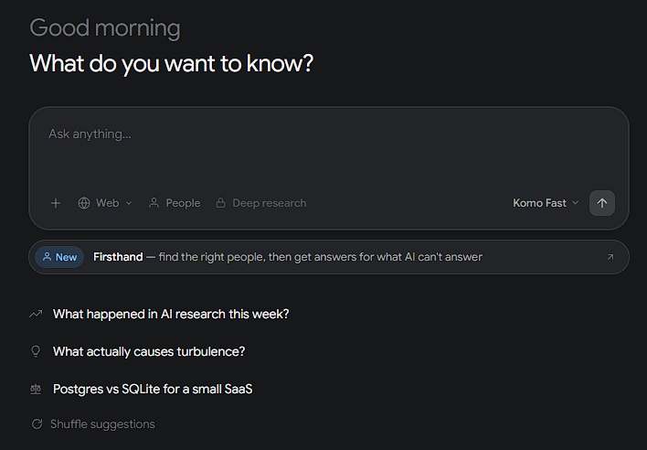 Komo Search Interface