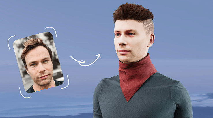 Avaturn avatar creation interface showing a realistic personalized 3D character